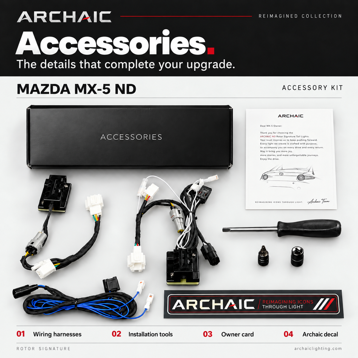 "Rotor Signature" Tail Lights for Miata MX-5 ND 2016-2026 | Archaic Reimagined Collection