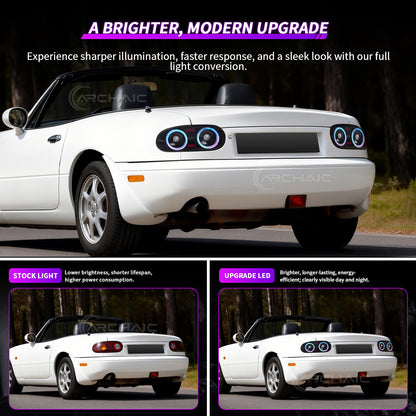 Faros traseros LED RGB Arcaicos para Mazda Miata NA (1989–1997) | Certificación E-Mark | Control por aplicación | Actualización Plug & Play