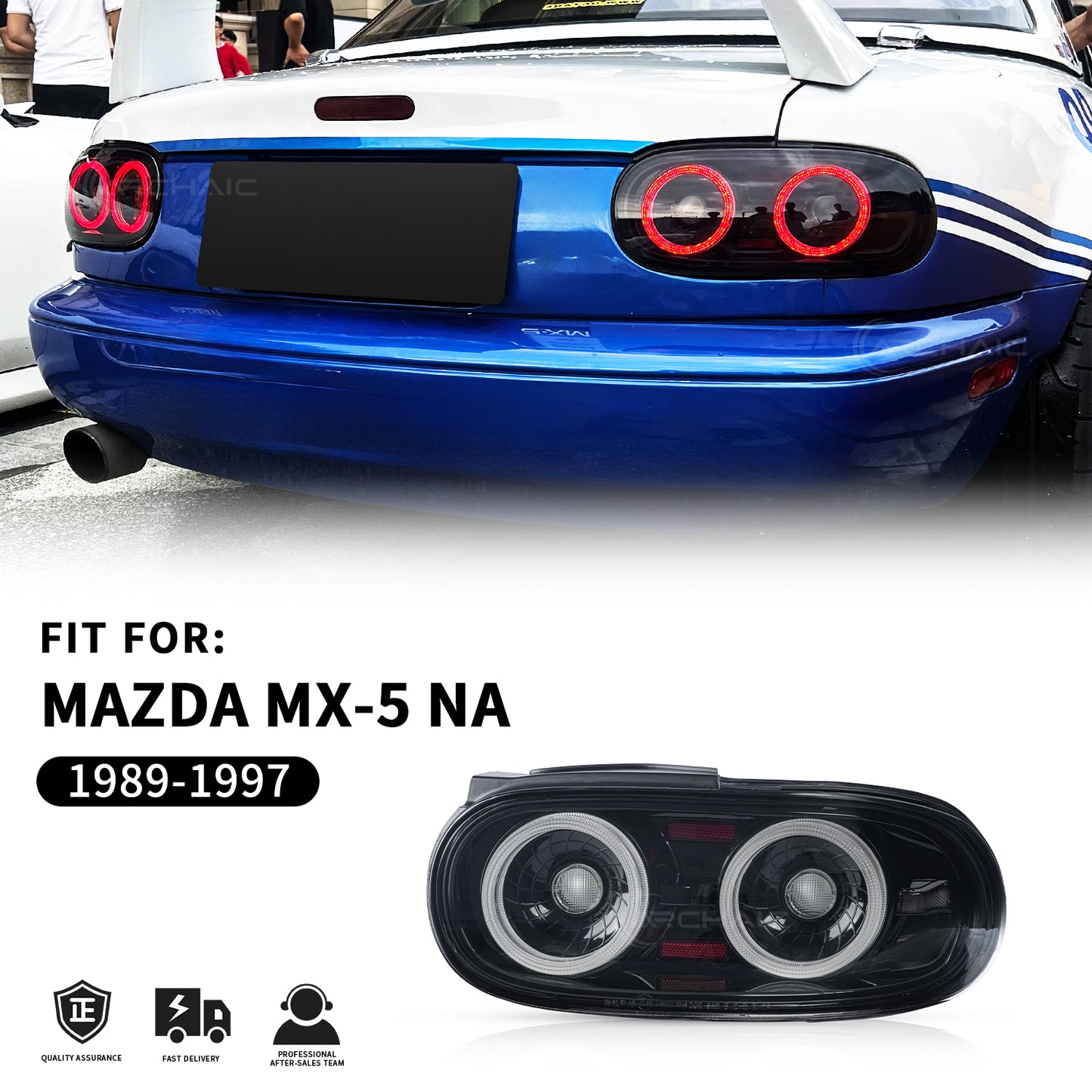 Archaic Smoked Style LED Tail Lights for Mazda Miata NA | Plug & Play Upgrade