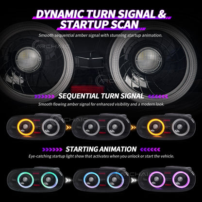 Faros traseros LED RGB Arcaicos para Mazda Miata NA (1989–1997) | Certificación E-Mark | Control por aplicación | Actualización Plug & Play