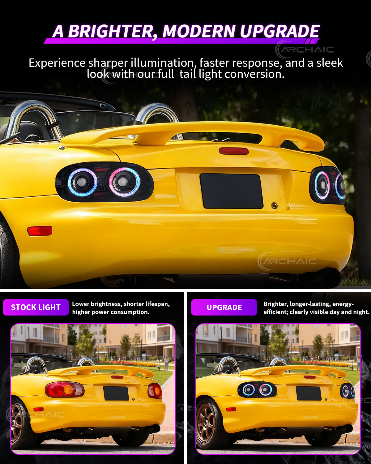 Archaic JDM Style LED Tail Lights for Mazda MX-5 Miata NB 1998–2005 | RGB Pair Upgrade