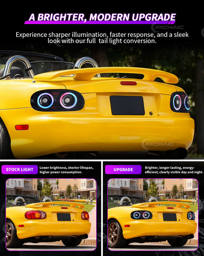 Archaic JDM Style LED Tail Lights for Mazda MX-5 Miata NB 1998–2005 | RGB Pair Upgrade