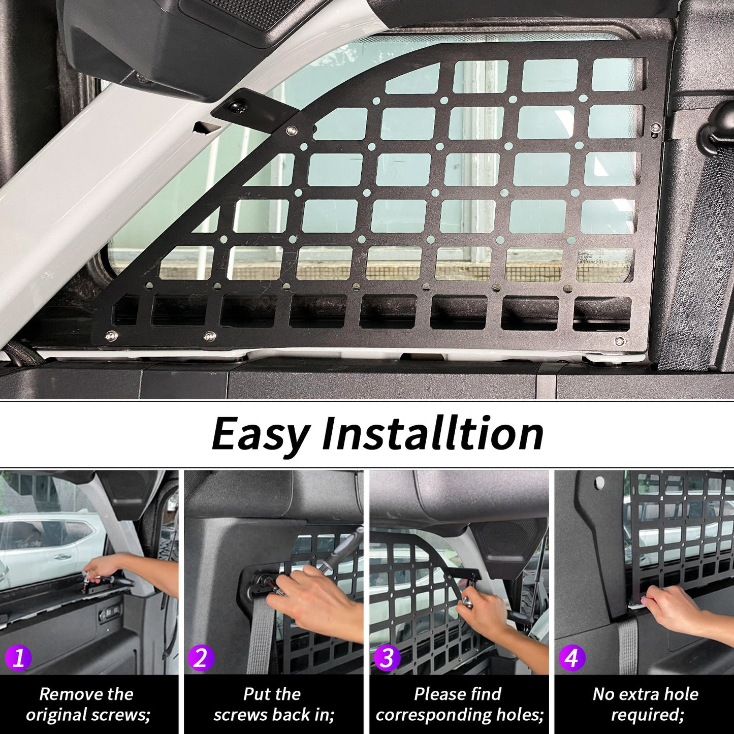 Rear Window Molle Panel For Ford Bronco 2021-2023 4-Door,1 Pair