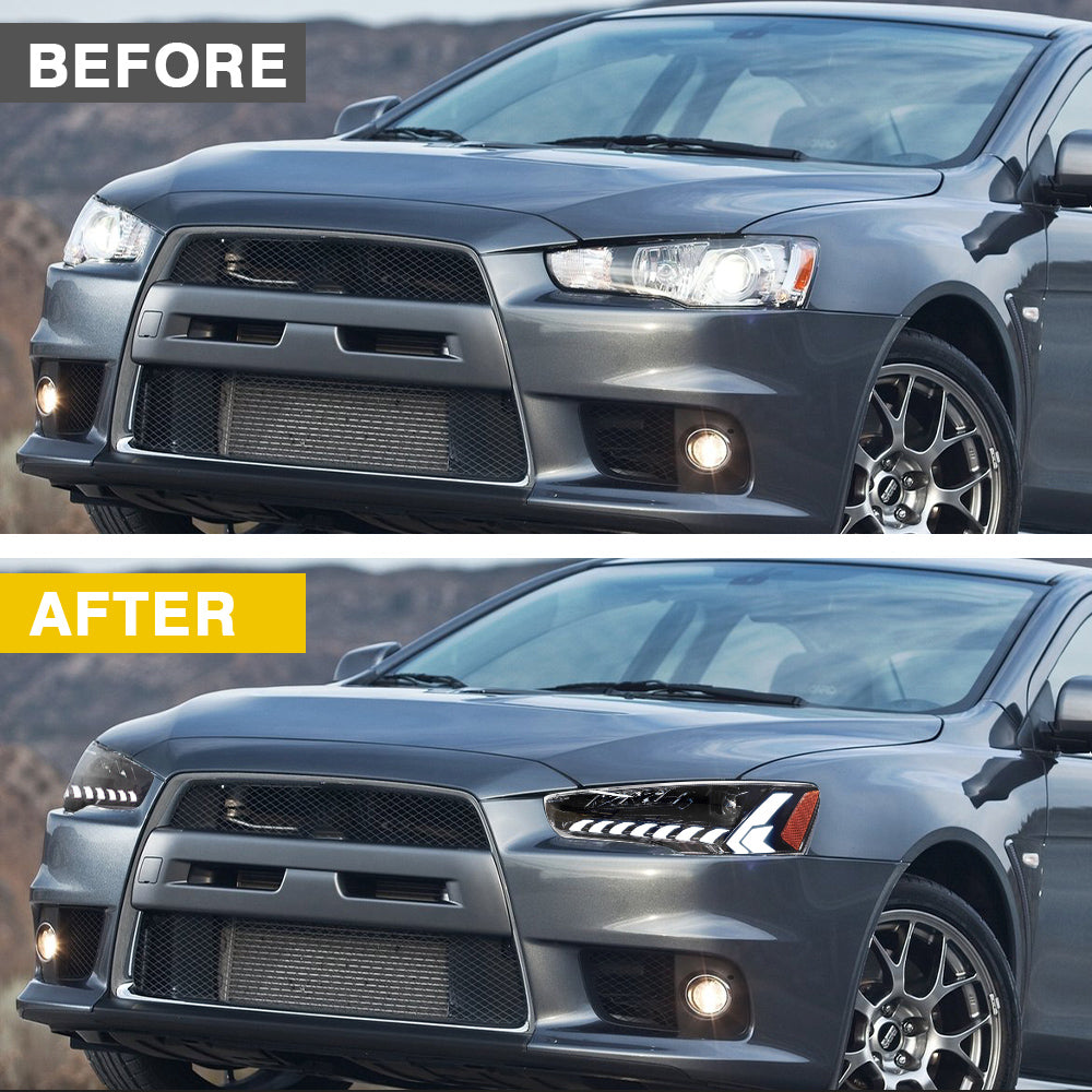 Full LED Headlights Assembly For Mitsubishi Lancer & EVO X 2008-2018