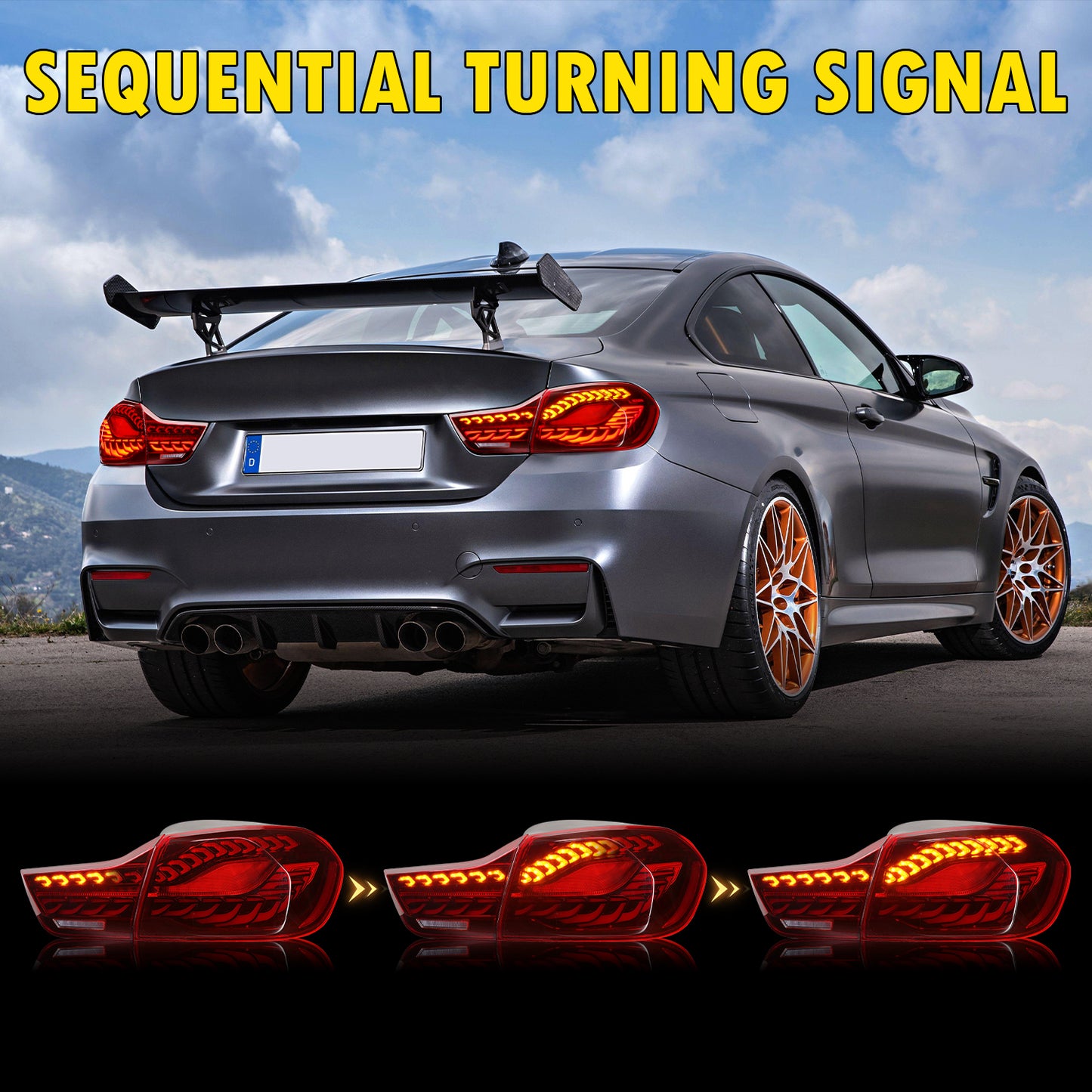 Full LED Tail Lights Assembly For BMW 4 Series F32 F33 F36 F82 F83 2014-2020,Red