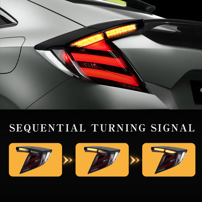 Full LED Tail Lights Assembly For 10th Gen Honda Civic Type R Hatchback 2016-2021 With E-mark certification