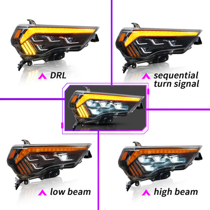 Full LED Headlights Assembly For Toyota 4Runner 2014-2020, One pair (4 PROJECTORS)