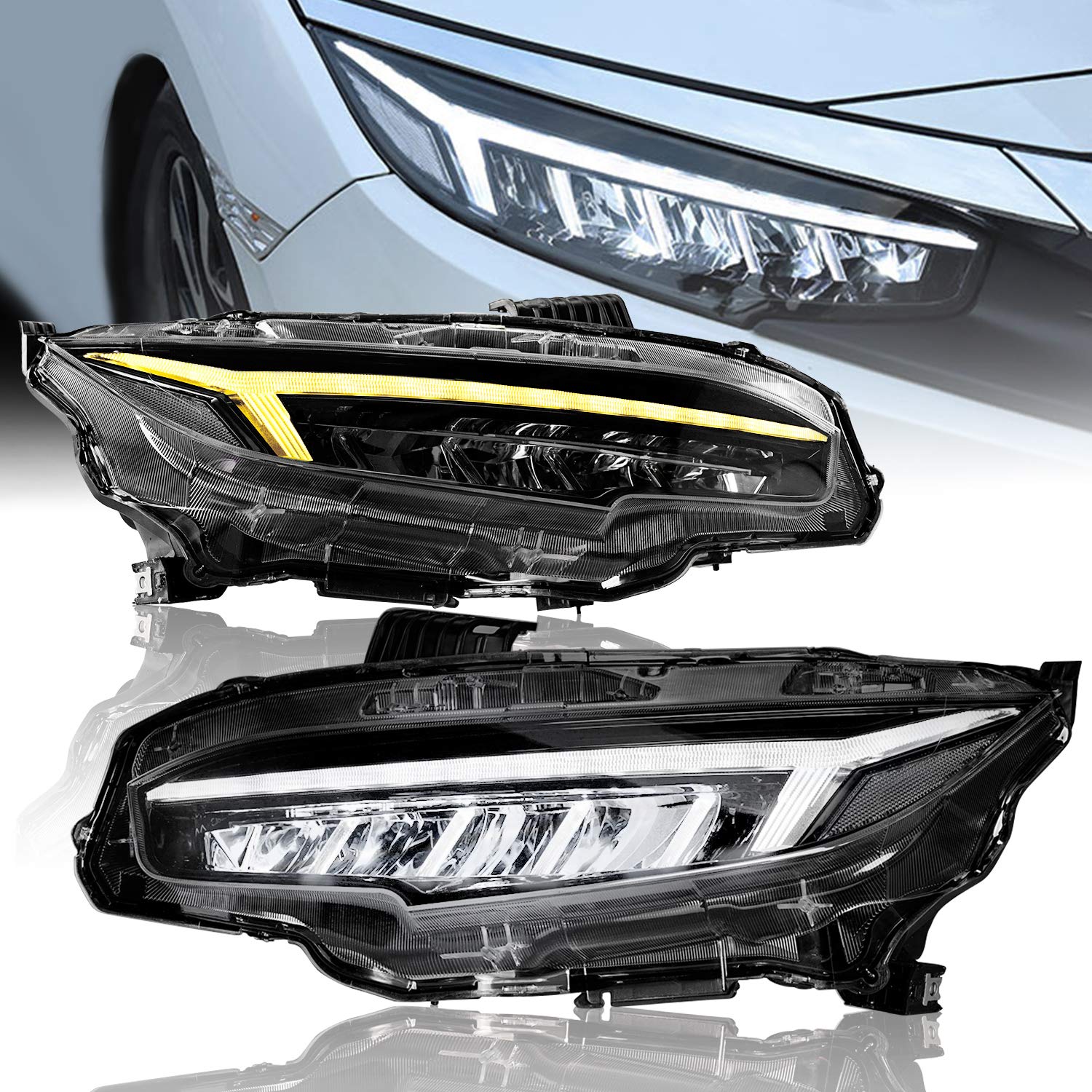 Full LED Headlights 10th Gen Honda Civic,Headlight Assemblies Pair ...
