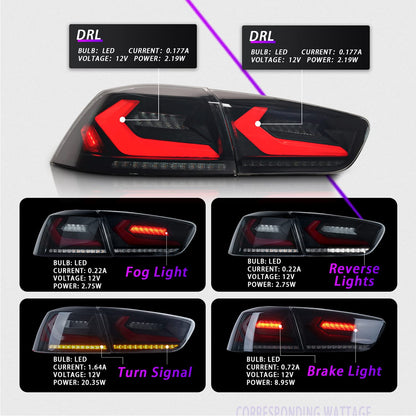 Full LED Tail Lights Assembly For Mitsubishi Lancer EVO X 2008-2020