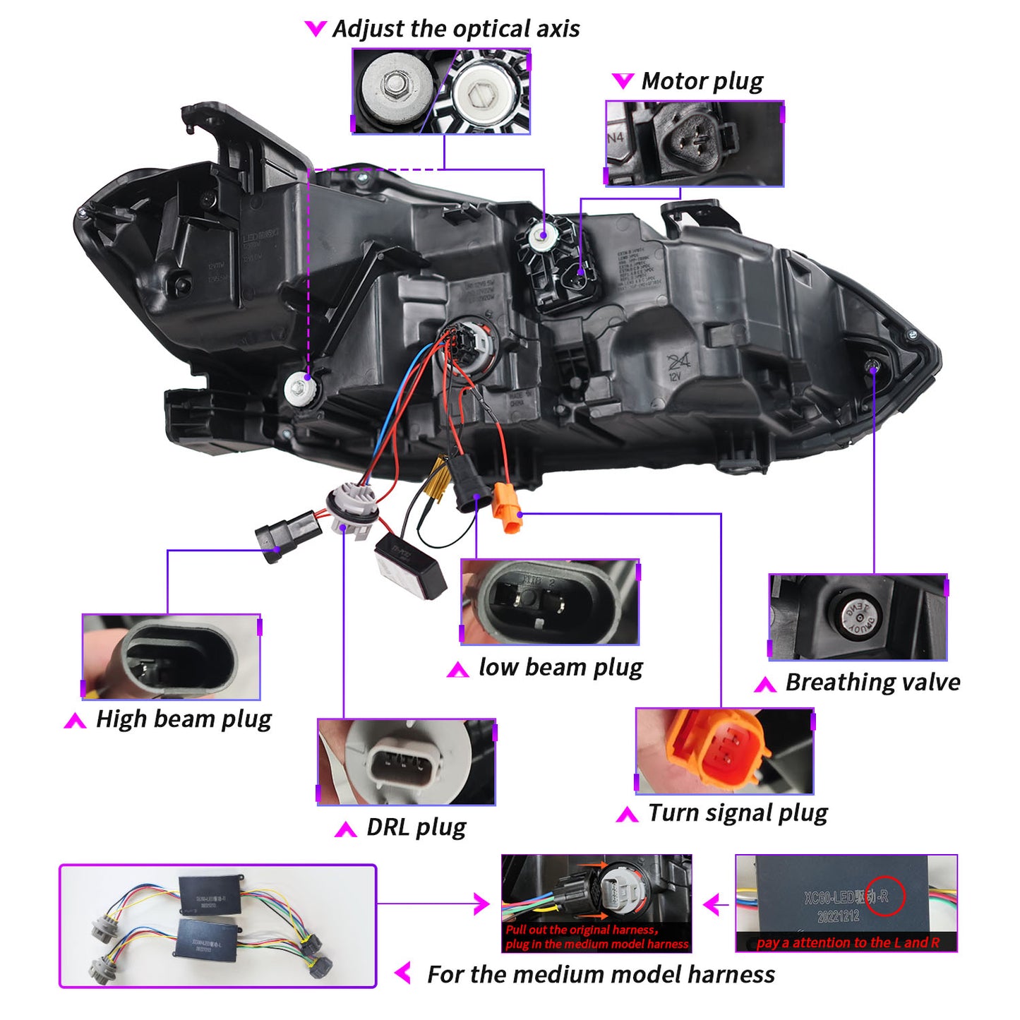 Full LED Headlights Assembly For 11th Gen Honda Civic 2021-2022UP