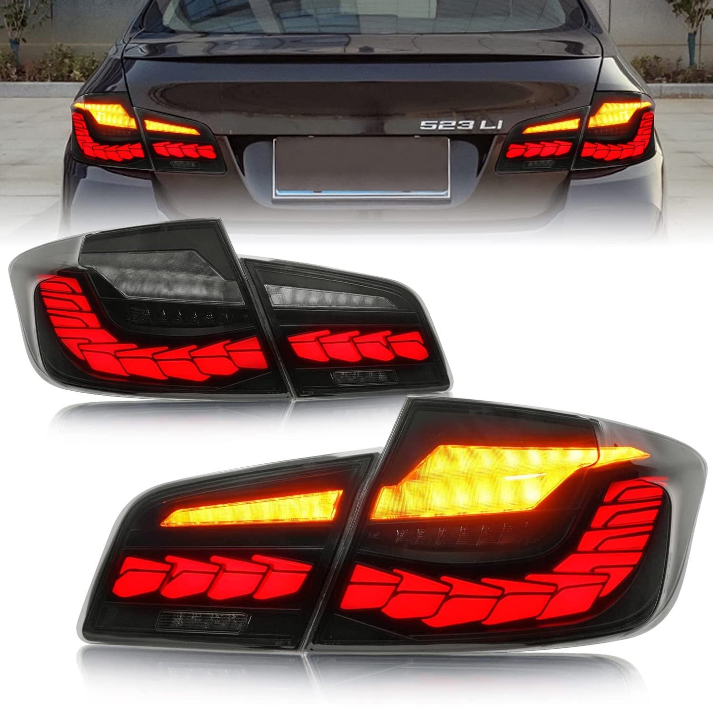 Full LED Tail Lights Assembly For BMW 5 Series M5 F10 2010-2017,Red