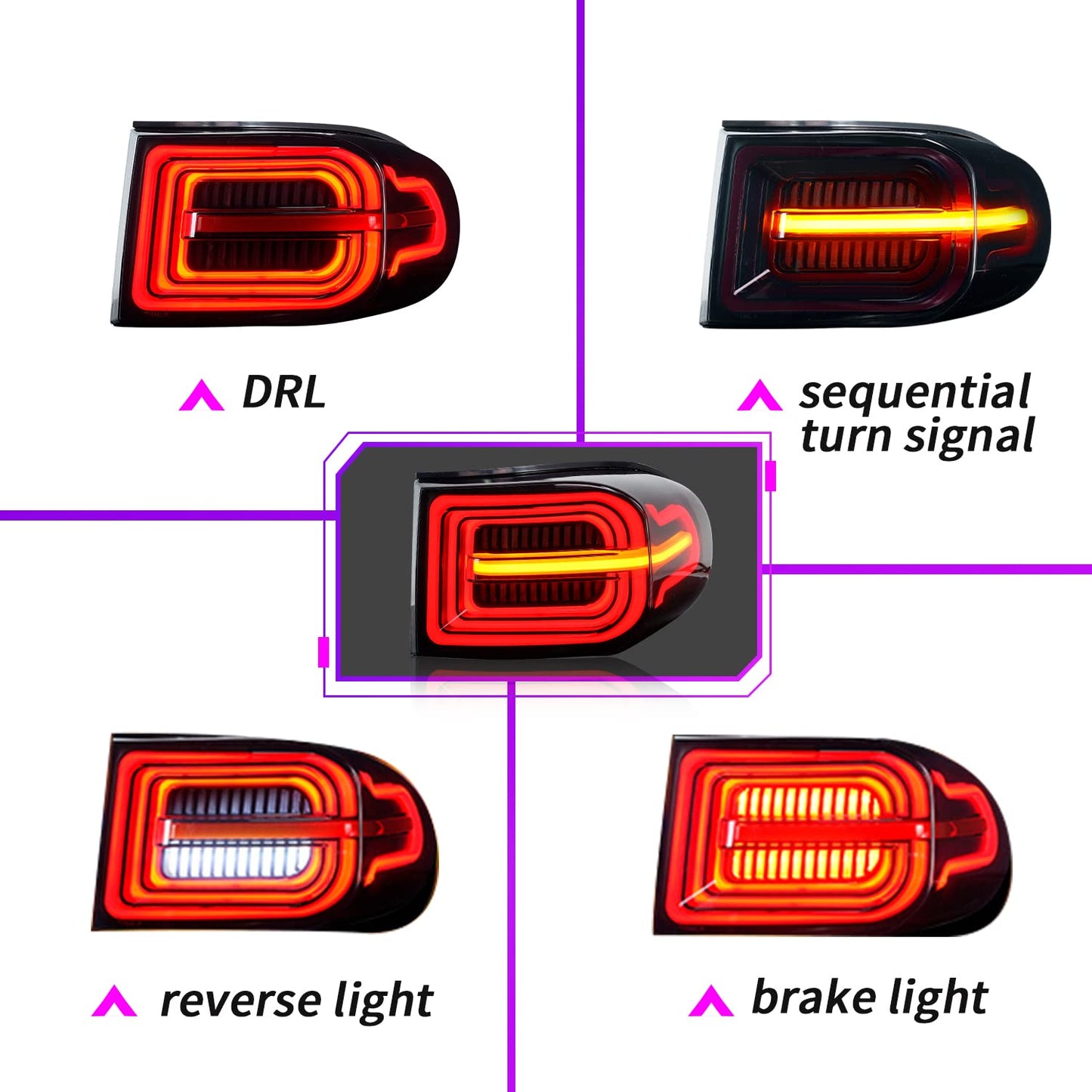 Full LED Tail Light Assembly For Toyota FJ Cruiser 2007-2021