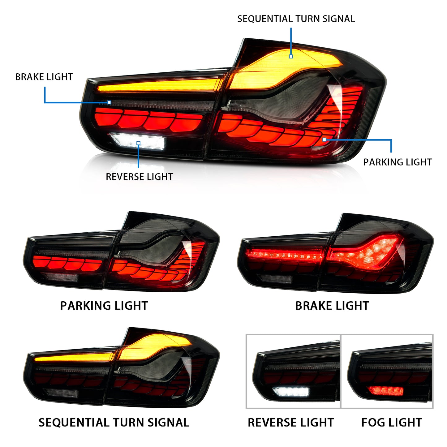 BMW 3 시리즈 M3 F30 2013-2018년을 위한 가득 차있는 LED 꼬리 빛 회의